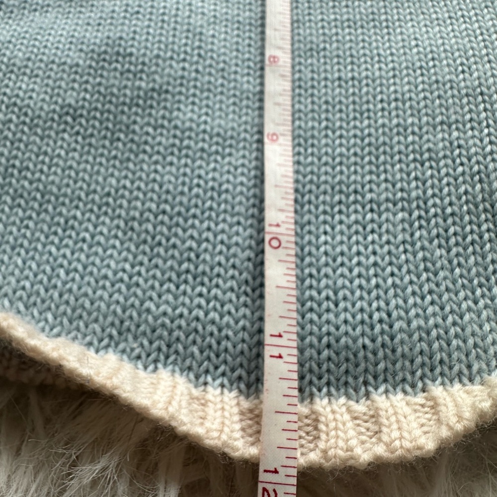 Burberry Baby Light Blue Knit Sweater with Cream brown B Burberry Nova Check - Picture 12 of 14